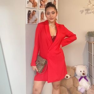 BRIGHT RED/ORANGE BLAZER DRESS